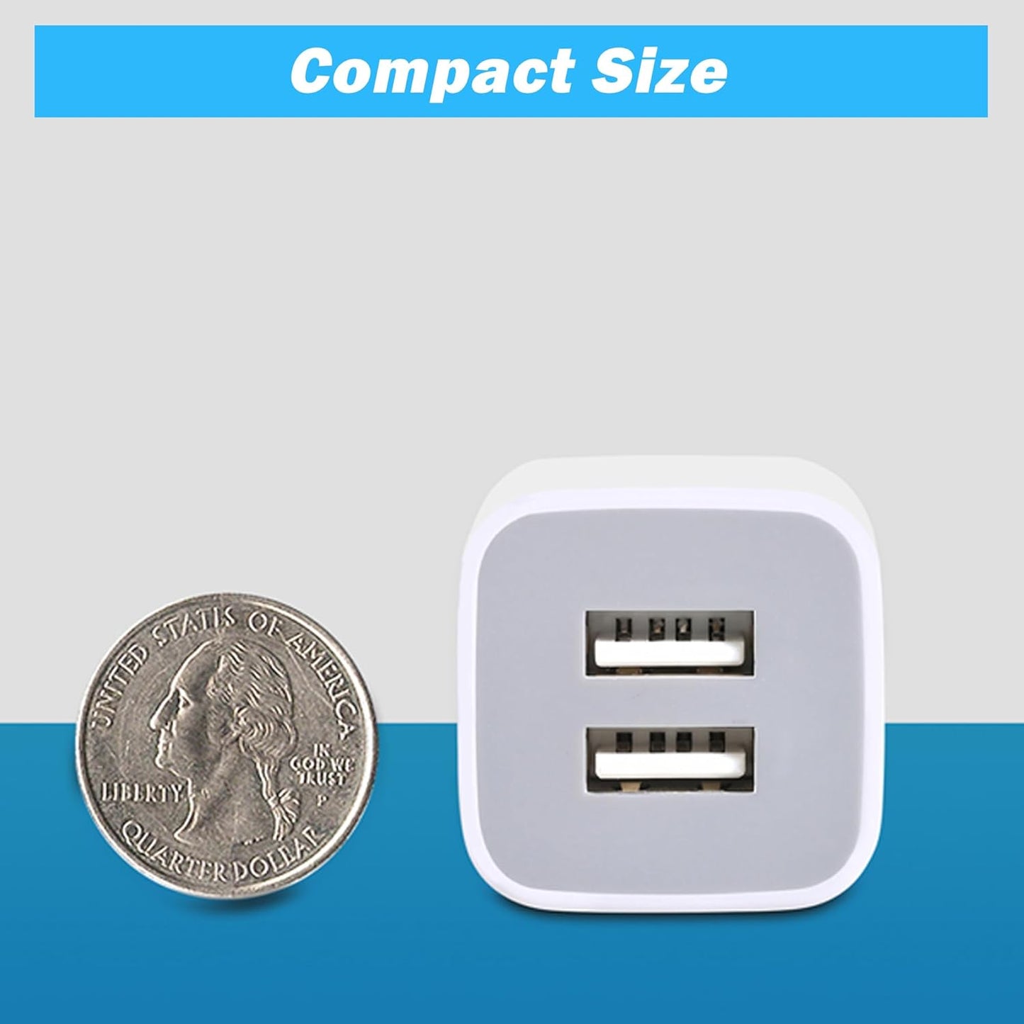 USB Wall Charger,4-Pack 2.1A Dual Port USB Cube Power Adapter Wall Charger Plug Charging Block Cube for Phone 8/7/6 Plus/X, Pad, Samsung Galaxy S5 S6 S7 Edge,Lg, Android (White)